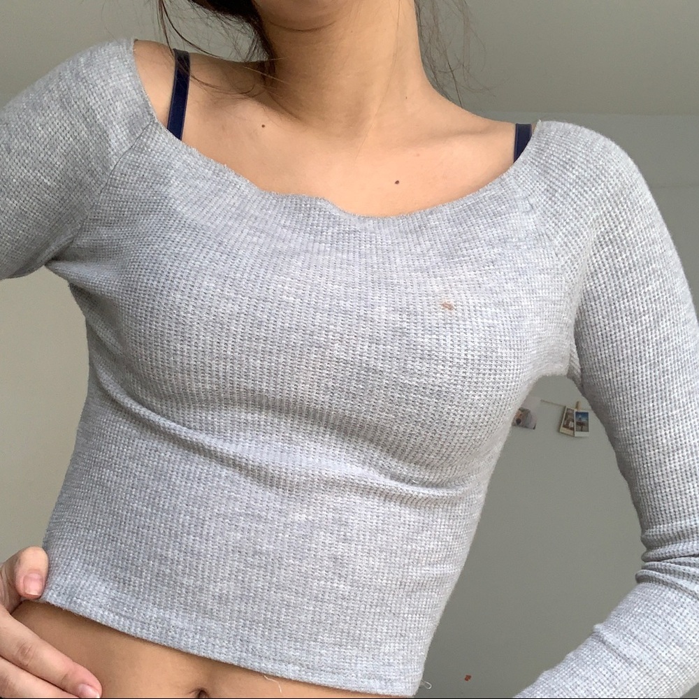 grey long sleeve top